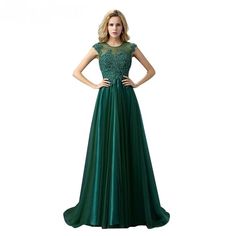 Green A-line Embroidery Court Train Long Evening Dress - Uniqistic.com Elegant Embroidered A-line Maxi Dress, Elegant Embroidered A-line Evening Dress, Elegant Green Evening Dress With Floral Embroidery, Embroidered Fitted A-line Evening Dress, Green Mother Of The Bride Dress For Banquet, Elegant Green Dress With Floral Embroidery, Embroidered A-line Evening Dress For Party, Elegant Green A-line Dress, Embroidered Evening Dress For Prom