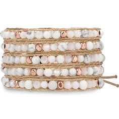 PRICES MAY VARY. WHITE MARBLE BLUSH - Our White Mix Five Warp Bracelet is a five-layer wrap bracelet crafted handmade product with a combination of marble stones, crystals and rose gold beads on the beige cord. This wrap bracelet is perfect complement ready to pair with any look or any bracelet stack you desire giving you an effortless multistrand layered look perfect for your everyday lifestyle. We truly bring you a new experience which aesthetic fashion meets practicality matched with a variet Bracelets Summer, Hippie Bracelet, Layered Bracelet, Semiprecious Stone Jewelry, Rose Gold Beads, Hippie Bracelets, Design Bracelet, Beaded Wrap Bracelets, Wrap Bracelets