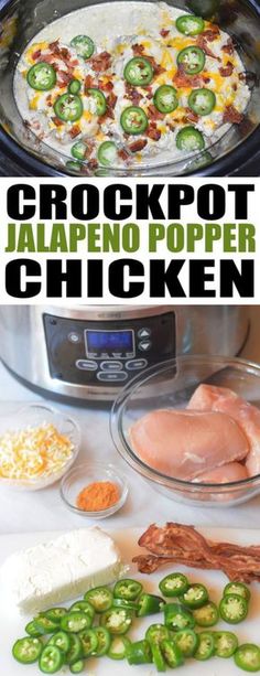 crockpot jalapeno popper chicken recipe in the slow cooker