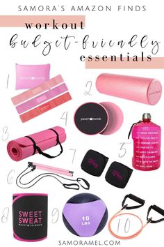 an assortment of items that include yoga mats, water bottles and other personal care products