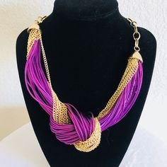 Charming Charlie Jewelry Collection Gold And Purple Rope Chain Fashion Necklace W/Matching Earrings! -> Perfect For Weddings Or A Hot Date! Adjustable Neck Chain Brand New With Tags Pink Statement Necklace, Crucifix Necklace, Tiered Necklace, Gold And Purple, Rainbow Necklace, Gold Fashion Necklace, Gold Statement Necklace, Gem Necklace, Chain Fashion