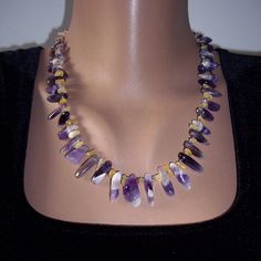 This is a beautiful necklace of beaded genuine amethyst, raw citrine beads, Japanese seed beads and Czech seed beads. The necklace is about 49.5 cm (19.5) including clasp + 2” extender chain. Beads threaded onto high quality Beadalon bead stringing wire. Keep in mind, please, a necklace may Purple Amethyst Bohemian Necklace, Bohemian Amethyst Necklace In Purple, Bohemian Amethyst Purple Necklace, Bohemian Purple Amethyst Necklace, Lavender Gemstone Beaded Necklaces As Gift, Lavender Gemstone Beaded Necklaces For Gift, Unique Purple Gemstone Bead Necklaces, Lavender Gemstone Beads Necklace For Gift, Purple Bohemian Crystal Necklaces With Natural Stones