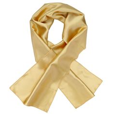 We designed this women's pale gold scarf for professional, uniform wear. It's the female equivalent of our men's tie. In fact, it's made from the same durable, satin material as our pale gold neckties. These scarves are worn frequently by choirs and in corporate settings for matching group wear. These lightweight, one-sided scarves come in two lengths: 9-inches by 45-inches and 9-inches by 70-inches. The shorter, 9" by 45" size, can be worn several ways, including a simple front knot or tuck, ti Classic Gold Silk Scarf, Classic Satin Silk Scarf For Formal Occasions, Classic Formal Satin Silk Scarf, Classic Satin Scarves As Gift, Classic Gold Silk Scarf For Formal Occasions, Classic Solid Color Formal Scarves, Classic Solid Color Silk Scarves, Formal Solid Color Satin Silk Scarf, Classic Beige Scarf For Formal Occasions