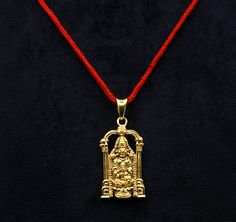 925 sterling silver handmade custom design vintage antique style solid Venkateswara swamy Krishna pendant, Lord Tirupati Balaji With laxmi pendant. this is special design divine pendant, best wishes blessing gift for someone special, excellent jewelry from India. Metal-Gold polished over 925 sterling silver. Item type-Pendant. Length-4.5 centimetres. Width-2.0 centimetres. Weight-9.220 grams. Stamped-925. note- for chain please visit" silver chain and necklace" section Make excellent gifting and Heavy Yellow Gold Temple Necklace As Gift, Gold Temple Necklace With Oxidized Finish Gift, Gold Oxidized Temple Necklace For Gift, Gold Temple Necklace With Oxidized Pendant, Gold Temple Necklace With Oxidized Finish Pendant, Gold Jewelry With Oxidized Finish For Puja, Silver Brass Jewelry For Puja, Gold Oxidized Jewelry For Navratri, Ceremonial Spiritual Temple Necklace