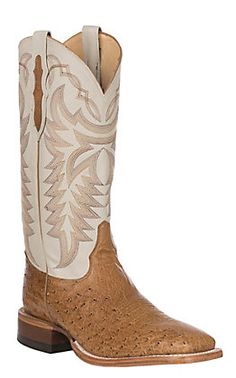 Justin Men's Ivory Smooth Ostrich Exotic Western Square Toe Boots Western Square Toe Boots, Bike Boots, Diamond Earrings For Women, Black Diamond Earrings, Gogo Boots, Mens Cowboy Boots