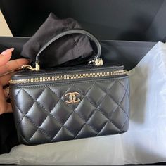 Authentic. Poshmark Will Authenticate As Well Chanel Vanity Bag, Chanel Vanity, Vanity Bag, Black Baby, Chanel Bags, Fashion Nails, Chanel Bag, Limited Time