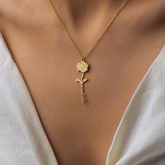 "Discover the perfect gift for special occasions with our Personalized Birth Flower Necklace. Each elegant necklace is designed to represent your loved one's birth flower, carrying a unique and meaningful message. Make it extra special by personalizing it with a name or date. Crafted from high-quality materials, this necklace is a stylish and thoughtful gift option that will be cherished for years to come. Handmade item Material: 925 Sterling Silver Ships from a small business in Turkey Adjustable length Style: Minimal Can be personalized Made to order H O W * TO * O R D E R Step 1 : Choose the colors: Gold, Rose Gold or Silver. Step 2 : Choose necklace length: 14\" to 20\" available (inches) Step 3 : Add your personalization: Simply use the 'PERSONALIZATION BOX' to let us know the FLOWER Charming Flower Charm Necklaces For Gift, Charming Flower Charm Necklace Gift, Delicate Flower Charm Necklace For Mom, Delicate Flower Charm Necklace As Gift For Mom, Flower Charm Necklaces For Mom, Flower Charm Necklace For Mom, Flower Charm Necklace Perfect Gift For Mom, Flower Charm Necklace As Gift For Mom, Delicate Flower Pendant Necklace For Mother's Day