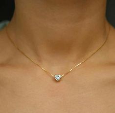 2Ct Heart Lab Created Diamond Solitaire Pendant Necklace 14k Yellow Gold Plated Diamond Solitaire Necklace Pendant, Simple Gold Chain With Locket, Mangalsutra Bracelet, Necklace Chain Types, Bezel Necklace, Lovers Necklace, Solitaire Pendant Necklace, Solitaire Necklaces, Bezel Pendant