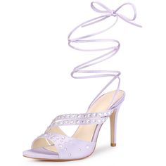 Summer Event Sandals With 4-inch Heel, Summer Evening Lace-up Sandals With Heel Strap, Summer Rhinestone Ankle Strap Heels, Ankle Strap Heels With Rhinestones For Summer, Pointed Toe Sandals For Prom In Summer, Summer Party Slingback Sandals With 4-inch Heel, Strappy Slingback Sandals With 4-inch Heel For Party, Summer Strappy Slingback Sandals For Party, Glamorous High Heel Lace-up Sandals For Spring