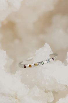 Sterling Silver Rainbow Band - Lacee Alexandra Rainbow Birthstone Rings In Fine Jewelry, Adjustable Rainbow Gemstone Ring, Rainbow Birthstone Rings Fine Jewelry, Rainbow Multi-stone Jewelry For Promise Ring, Rainbow Gemstone Jewelry In Sterling Silver, Rainbow Stackable Jewelry For Promise Ring, Rainbow Multi-stone Stackable Promise Rings, Rainbow Sterling Silver Jewelry For Anniversary, Rainbow Multi-stone Stackable Rings For Promise