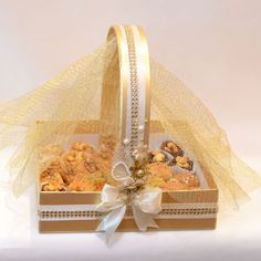 a gift box filled with cookies and candies