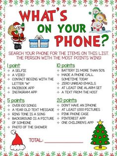 a christmas phone list with santa claus and other things to do on the phone in front of it