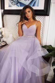 Lavender Tulle dress with horsehair trim Hayley, crisscross draped top wedding dress cascading skirt Lavender Tulle Dress, Lavender Ball Gown, Lavender Wedding Dress, Gaun Tulle, Lilac Prom Dress, Backless Bridal Gowns, Gaun Fashion, Prom Dresses 2020, Lavender Dresses