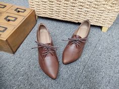 More Shoes,Please click: https://www.etsy.com/shop/mosshe Elegant but yet casual leather boots, 100% genuine leather. THIS SHOES IS REALLY VALUABLE FOR YOU! We use the finest leather and the most comfortable shoe shape to make them super comfortable for everyday wear. This shoes features a thick, steady and comfortable 5 cm heel.It would be fit perfectly with trousers or dress. The amazing shoes have two styles inside: one is leather inside,and the other style is warm fur lined,which is very fit Brown Heels With Rubber Sole And Pointed Toe, Brown Pointed Toe Heels With Rubber Sole, Brown Pointed Toe Leather Shoes With Leather Sole, Brown Pointed Toe Oxfords With Rubber Sole, Brown Leather Shoes With Pointed Toe, Brown Lace-up Shoes With Rubber Sole And Pointed Toe, Brown Lace-up Shoes With Flat Heel For Office, Brown Lace-up Heels With Leather Sole, Spring Brown Leather Shoes With Pointed Toe