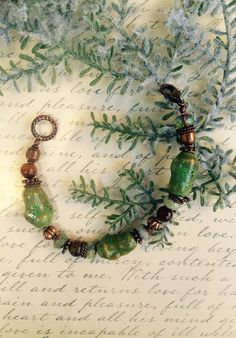 Woodland Bracelet Handsome Rustic and Mossy Green by SUSANsBAUBLES Nature-inspired Green Beaded Bracelets For Gift, Green Nature-inspired Beaded Bracelets As Gift, Green Nature-inspired Beaded Bracelets For Gift, Green Beaded Bracelets For Gifts, Nature-inspired, Bohemian Czech Glass Bracelets With Spacer Beads, Adjustable Rustic Green Bracelet, Rustic Green Adjustable Bracelet, Adjustable Rustic Green Bracelets, Bohemian Czech Glass Beads Bracelet