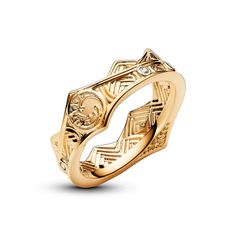 Collect a treasure of an ancient kingdom with the Game of Thrones House of the Dragon Crown Ring. Featuring sparkling stones, arch detailing and the Targaryen sigil � a three-headed dragon symbol � this 14k gold-plated ring harkens back to the legendary Targaryen family's royal roots in the Seven Kingdoms. For fans who want to incorporate their fandom into their everyday style, this ornate ring creates a visually interesting contrast to simpler stackable Pandora rings. Daenerys Targaryen Jewelry, Dragon Crown, Targaryen Sigil, Pandora Stackable Rings, Dragon Symbol, Rings Pandora, Dragons Crown, Ornate Ring, Ancient Kingdom