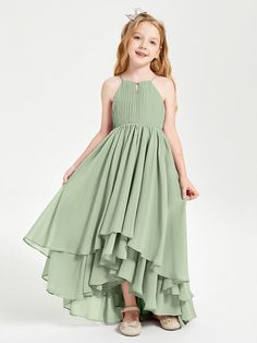 Chiffon Junior Bridesmaid Dresses Asymmetrical Cascading Skirt| BABARONI Girls Bridesmaid Dresses, Full Maxi Skirt, Junior Bridesmaid Dress, Wedding Dresses For Girls, Junior Bridesmaid Dresses, Wedding Idea, Chiffon Ruffle, Junior Bridesmaid, Dress Purchase