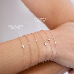 MINI DIAMOND BRACELET Dainty 14k Gold Bracelet With Single Diamond, Dainty Gold Bracelet With Single Diamond For Gift, Dainty Gold-plated Diamond Bracelet Gift, Dainty Heart-shaped Diamond Bracelet Gift, Gold Delicate Diamond Bracelet, Adjustable, Mother Daughter Bracelets, Mini Bracelet, Small Gold Hoops, Hamsa Bracelet