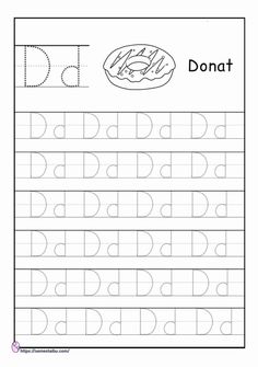 the letter d is for donut worksheet with an upper and lower case