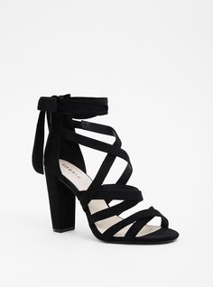 Strappy Wrap Tapered Heel (WW)Strappy Wrap Tapered Heel (WW), BLACK Heels Comfortable, Comfortable High Heels, Ankle Strap Chunky Heels, Heels Casual, Wide Width Sandals, Casual High Heels, Heel Accessories, Fancy Shoes