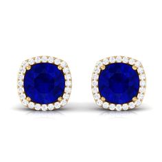 Product Details Indulge in timeless elegance with these exquisite Classic Stud Earrings. Each earring showcases a round-shaped Created Blue Sapphire gemstone surrounded by a sparkling halo of Diamond stones. The secure screw back closure ensures comfortable and worry-free daily wear. Elevate your style with a touch of sophistication by adorning these stunning Created Blue Sapphire Stud Earrings, adding a radiant charm to any ensemble. Product Information SKU SHP-EARRINGS032013884 Length 8 mm Wid Blue Diamond Drop Earrings With Prong Setting, Blue Prong Set Earrings For Formal Occasions, Blue Prong-set Earrings For Formal Occasions, Elegant Blue Round Cut Earrings, Formal Blue Earrings With Prong Setting, Luxury Blue Diamond Earrings With Prong Setting, Luxury Blue Diamond Drop Earrings, Classic Blue Oval Diamond Earrings, Elegant Blue Oval Diamond Earrings