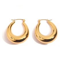 PRICES MAY VARY. Suitable Size: The size of hoops are 3.2 cm (high) + 2.8 cm (wide), hence makes it suitable for ears of any size Novel Design: The 18K gold-plated elegant hoops crafted with S925 sterling silver posts come with a stylish atmospheric design; It is perfect to put on everyday and wherever you go High-Quality Material: The attractive 18K amazing earrings are handmade of high-quality material; It will not fade or rust; It is hypoallergenic and 100% cadmium-free, lead-free and nickel- Trendy Earrings Hoops, Classy Hoop Earrings, Thick Small Hoop Earrings, Christmas List Jewelry, Every Jewels Earrings, Gold Earring Hoops, Cute Cheap Jewelry, Cute Gold Hoop Earrings, Dark Gold Jewelry