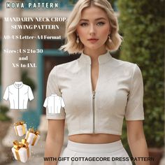 Cheongsam blouse Sewing Pattern ;Easy Blouse pattern is available as an instant download (pdf) sewing pattern bundle with a range of size options, including plus sizes ⭐US Sizes: 2, 4, 6, 8, 10, 12, 14, 16, 18, 20,22,24,26,28,30 ⭐Standard Sizes: XS, S, M, L, XL, 2XL,3XL,4XL ⭐These patterns are suitable for A4, A0, and US Letter size papers. ⭐Once your payment is processed, you will automatically receive download links for the pattern files. Please note that you can only download the files from a Fitted Blouse Pattern, လက်ပုံဆန်း Pattern, Fancy Tops For Women Style, Ladies Shirt Pattern, Cheongsam Pattern, Crop Pattern, Cropped Plus Size, Burmese Clothing, Sewing Blouses