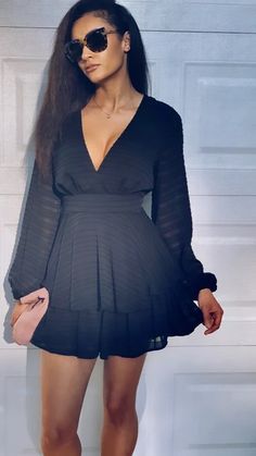 BLACK ROMPER DRESS | DRESS | N LONGO Romper Dress Formal, Black Wedding Guest Outfits, Black Romper Dress, Black Cocktail Dresses, Cocktail Dress Classy, Wedding Guest Outfit Summer Casual, Plus Size Trendy, Cocktail Outfit, Flair Dress