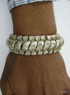 "Vintage Antique Ethnic tribal old silver bracelet (langar) from Rajasthan India. Nice screw system for closing. Beautiful workmanship old worn piece in good condition, great for your jewelry collection! See similar sample in \"Traditional jewelery of India\"by Oppi Untracht Inner circumference - 17.8 cm (7\") width - 2.1 cm (0.82\") weight - 238 grams material - Silver and original old worn collectible piece." Cosmic Ring, Ladies Bangles, Foot Bracelet, Handmade Gold Jewellery, Traditional Jewellery, Southwestern Jewelry, Silver Anklets, Message Jewelry, Silver Bangle Bracelets