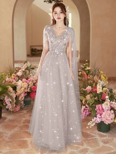 Gray Graduation dress, V-neck evening gown, shiny party dressMaterial:tulleColor:as picture or custom colorNeckline:v-neckBack details:lace -upStyle:fairyDress type:A-line<p>Features:shiny</p><br/><p>Customized service and Rush order are available.</p><br/><p>This dress could be custom made, there are no extra cost to do custom size and color.</p><br/><p>Please leave your phone number for shipping when you order the dress.</p>< V-neck Tulle Ball Gown For Evening, Evening Tulle Ball Gown With V-neck, Evening V-neck Tulle Ball Gown, Glamorous Tulle Gown With V-neck, V-neck Tulle Evening Dress For Wedding, V-neck Tulle Gown For Prom Season, Tulle V-neck Evening Dress For Wedding, V-neck Tulle Gown For Party, V-neck Tulle Evening Dress For Prom