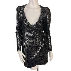 Reformation Ivy Wrap Mini Dress Size Xs Color: Avalon - Black / Silver Sequins All Over Sequins Ruched Shoulder Long Sleeves Fully Lined See Photos For Measurements Condition: New With Tag Smoke & Pet Free. We Ship Daily, Monday To Friday. We Are Happy To Combine Shipping. Party Mini Dress, Wrap Mini Dress, Long Sleeve Sequin, Silver Sequin, Mini Wrap Dress, Mini Dress Party, Dresses Xs, Holiday Party, Holiday Parties