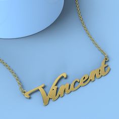 Vincent name necklace Gold Custom Necklace, Personalized Gifts For Her/Him Add something extra special to your jewelry box with Name Necklace Official engravable necklaces.
									The Vincent's name necklace with little heart unique gifts Gold is best gifts for Vincent. Name Necklace Official provides affordable engravable jewelry that won't 
									break the bank. In addition, these pieces make for very thoughtful and appreciated gifts for friends and family. 
									And whether valentine Engravable Jewelry, Name Necklace Silver, Name Necklace Gold, Necklace Rose, Personalized Gifts For Her, Engraved Jewelry, Gifts Birthday, Engraved Necklace, Necklace Personalized