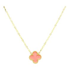 This necklace is a stunning piece of jewelry that comes in a pink stones. It measures 16 inches with a 2-inch extension and is made with stainless steel material plated in 18k gold. This elegant piece is waterproof and tarnish-free, making it a must-have for anyone who wants to add a touch of sophistication to their jewelry collection. Pink Gold-plated Jewelry Tarnish Resistant, Pink Tarnish Resistant Gold Plated Jewelry, Tarnish Resistant Pink Gold Plated Jewelry, Pink Gold-plated Tarnish-resistant Jewelry, Pink Tarnish-resistant Gold-plated Jewelry, Pink Gold Flower Pendant Necklace As Gift, Pink Gold Flower Pendant Necklace Gift, Pink Flower Pendant Necklace With Clavicle Chain, Pink Necklace With Adjustable Chain As A Gift