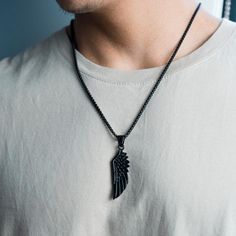 Box for Our Black Wing Necklace which features our Signature All Black Wing Pendant and a Black Box Chain. The Perfect statement piece for any wardrobe. Stainless Steel Chain Necklace, Black Wings, Wing Necklace, Round Box, Black Box, Box Chain, Stainless Steel Chain, A Black, All Black