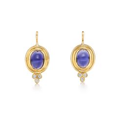 The 18K Classic Temple Earrings set iolite’s luminous blues and purples in one of our favorite Temple St Clair silhouettes. Inspired by the Byzantine mosaics of Ravenna, the 18K Classic Temple Earrings are finished with our signature trio of diamonds. Product Details Â  18K gold Hinge back Iolite (2.70cts) Diamond (0.0 Byzantine Mosaics, Temple Earrings, Taurus Pendant, Aries Pendant, Iolite Jewelry, Byzantine Mosaic, Tanzanite Necklace, Multicolor Jewelry, Multicolor Earrings