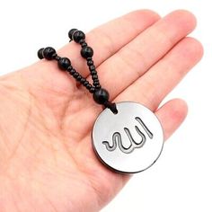 Top Rated Black Muslim Hematite Islamic God Allah Pendant Bead Chain Men Women Necklace, Fashion Jewelry Black Spiritual Chain Necklace, Spiritual Black Chain Necklaces, Spiritual Black Chain Necklace, Black Pendant Beaded Necklace, Black Stainless Steel Jewelry With Round Beads, Black Metal Dog Tag Necklace, Black Beaded Necklaces With Round Pendant As Gift, Black Beaded Necklace With Round Pendant For Gift, Allah Pendant