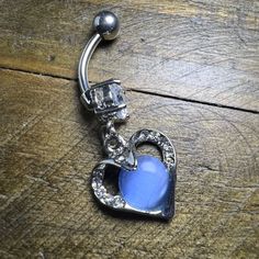 Brand New Surgical Steel Still In Package Trendy Blue Jewelry With Heart Charm, Adjustable Blue Jewelry For Valentine's Day, Trendy Blue Heart-shaped Jewelry, Nickel-free Blue Heart-shaped Jewelry, Nickel-free Blue Jewelry For Valentine's Day, Button Rings, Belly Ring, Ring Color, Belly Rings