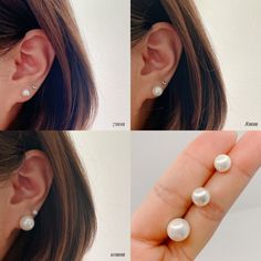 Dainty Pearl Ball Stud Earrings Sterling Silver White Pearl | Etsy Minimalist White Pearl Earrings For Anniversary, Everyday White Round Pearl Earrings, Minimalist Round Pearl White Earrings, Minimalist Hypoallergenic Pearl White Pearl Earrings, Minimalist Hypoallergenic Pearl White Earrings, Tiny White Round Earrings, Hypoallergenic White Pearl Earrings With Round Beads, Classic White Pearl Earrings With Round Beads, White Hypoallergenic Round Pearl Earrings