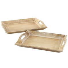 two wooden trays with handles and handles