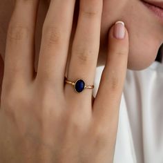 14K Gold Vintage Lapis Ring, Stunning Lapis Ring, Wedding Ring, Christmas Gift, Xmas Gift, Valentine's Day Gift, Mothers Day Gift, Stacking Stackable Ring, Simple Minimalist Ring, Blue Stone Ring, Engagement Ring, Stylish Oval Cut Blue Genuine Gemstone ITEM DETAILS ❆ All our jewelleries are handmade with Love and Care 💓 ❆ Material: 14K Gold. ❆ Gram: 1,70 gr ❆ Each item is made to order. Since all of our products are handmade, there may be -) 10% deviation in the specified weight. ❆ DO YOU LIKE Dainty Oval Stackable Signet Ring, Oval Blue Opal Ring In 14k Gold, Oval Cabochon Sapphire Promise Ring, Elegant Sapphire Moonstone Ring In Oval Shape, Minimalist Oval Cabochon Wedding Ring, Minimalist Oval Sapphire Birthstone Ring, Minimalist Sapphire Oval Birthstone Ring, Elegant Sapphire Color Moonstone Ring, Stackable Crystal Ring In 14k Gold With Oval Shape