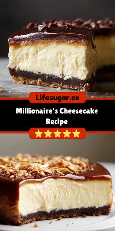 two pieces of cheesecake on a plate with the words lifesugarco above it