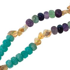 Rarities Multicolor Multigemstone Color-Block 30" Bead Necklace  A rainbow of colored gemstone beads arranged in a chic, color-block pattern, make this lovely necklace a stylish choice for solo wear or layering up with other favorite pieces.  Includes Ethhiopian rainbow opal, orange citrine, golden rutilated quartz, green amazonite, purple fluorite, strawberry quartz and peach moonstones from around the globe.       Approx. 30"L x 5/16"W     Stamped .925; 22-24K gold-plated     Toggle bar closur Orange Citrine, Golden Quartz, Green Amazonite, Golden Rutilated Quartz, Rainbow Opal, Purple Fluorite, Color Bands, Peach Moonstone, Block Pattern