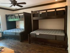 a bunk bed with two sets of drawers underneath it and a ladder to the top