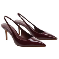 PRICES MAY VARY. Slip-on Pointed toe Slingback design 2.95 in stiletto heel Patent leather effect Party and events collection Heels For Maroon Dress, Fall Wedding Guest Shoes, Classic Red Slingback Heels, Fitted Red Slingback Heels, Cherry Red Heels, Red Dress Heels, Burgundy Slingback Heels, Business Shoes Women, Pumps Heels Outfit