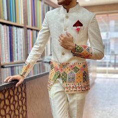 Looking for the perfect wedding outfit that combines traditional elegance with modern style? Look no further than our Wedding Special Bandhgala Jodhpuri with Pant! Crafted from premium-quality fabric and featuring intricate embroidery, this outfit is sure to make you stand out on your big day. With its comfortable fit and stylish design, our Bandhgala Jodhpuri with Pant is the perfect choice for any groom who wants to make a statement. Don't settle for an ordinary wedding outfit - choose our Wed Jodhpuri For Men, Indian Wedding Suits Men, Mens Wedding Suits, Groom Dress Men, Dress Men, Suits Men, Don't Settle, Wedding Suits Men, Intricate Embroidery