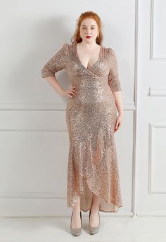 Sequined Gown, Champagne Dress, Led Dress, Fashion Buyer, Gowns With Sleeves, Chic Handbags, Elbow Sleeve, Indie Design