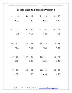 the printable worksheet for double digiting and multiplyizing fraction numbers