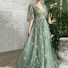 Home · Little Cute · Online Store Powered by Storenvy Sage Green Prom Dress, Lace Long Prom Dress, Green Tulle, A Line Evening Dress, Prom Dresses With Pockets, Tulle Evening Dress, Dresses Formal Elegant, Lace Prom Dress, A Line Prom Dresses