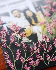 This project was really special! We were commissioned by the bride’s sister to create an embroidery of the couple. The wedding color theme was yellow for the couple and different shades of pink for the family.  The idea was to make it feel like the couple was being ‘hugged’ by their family, so we kept the couple in yellow and surrounded them with pink floral elements.  It turned out to be an absolutely stunning piece! Embroidery On Paper, Paper Wedding, Beginner Sewing, Different Shades Of Pink, Paper Embroidery, Wedding Theme Colors, Floral Elements, Color Theme, Wedding Color