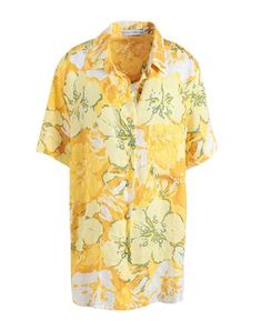 Plain weave No appliqués Floral design Classic neckline Short sleeves Button closing Single chest pocket Yellow Button-up Hawaiian Shirt For Beach, Yellow Short Sleeve T-shirt For Beach, Tropical Hibiscus Print Button-up Top, Yellow Cotton Hawaiian Button-up Shirt, Cotton T-shirt With Sunflower Print, Short Sleeve, Shirt Blouses Women's, Grey Midi Dress, Faithfull The Brand, Yellow Shirts